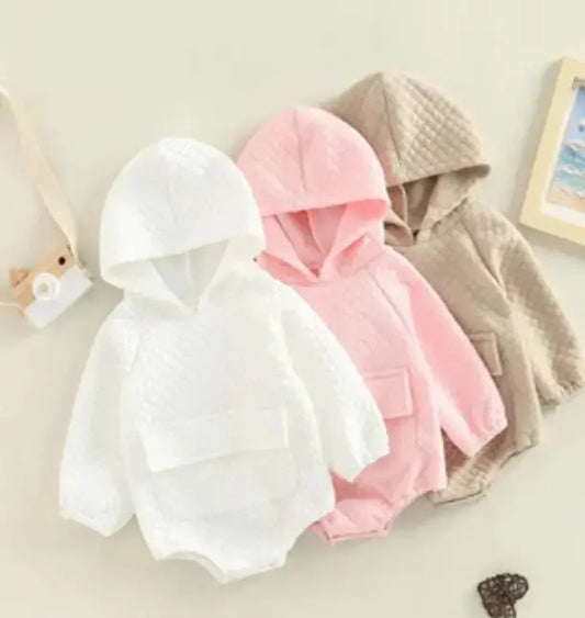 Preorder Infant/ Toddler Quilted Long Sleeve Hoodie Romper ***Closing 9/25*** (Copy) Pink Poodle Designz