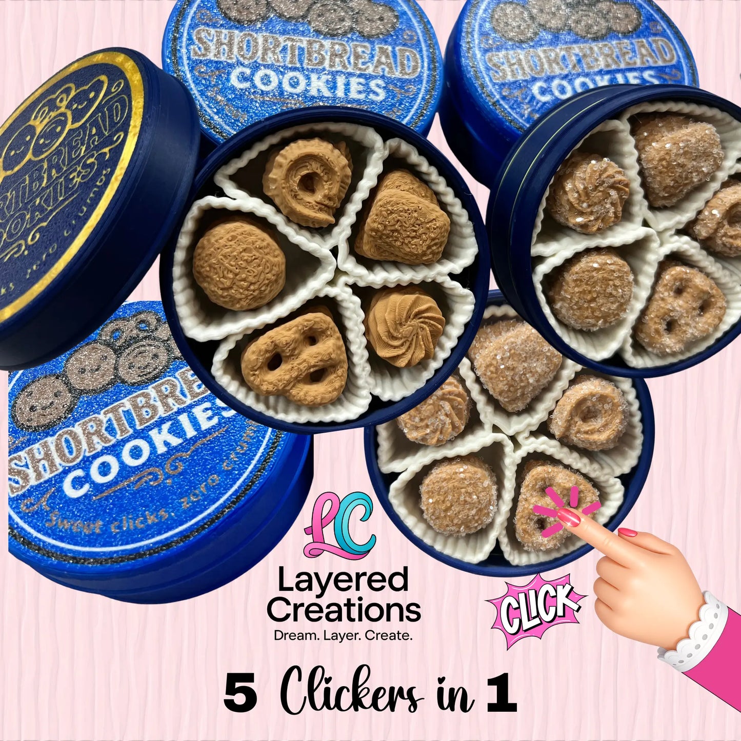 3D Granny’s Cookie Tin With Cookie Clickers (Mochi Makes) Pink Poodle Designz