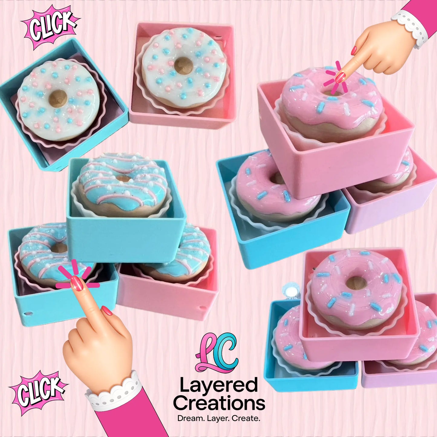 3D Printed Donut Clickers (Clickify 3D) Pink Poodle Designz