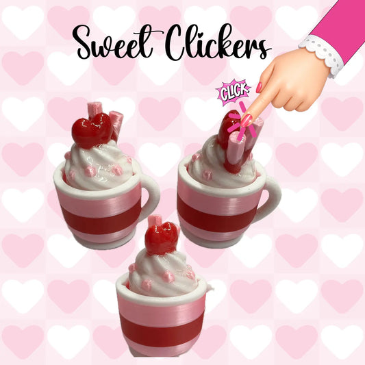 3D Yummy Cupcake & Cocoa Mug Fidget Clicker (Yum3D) Pink Poodle Designz