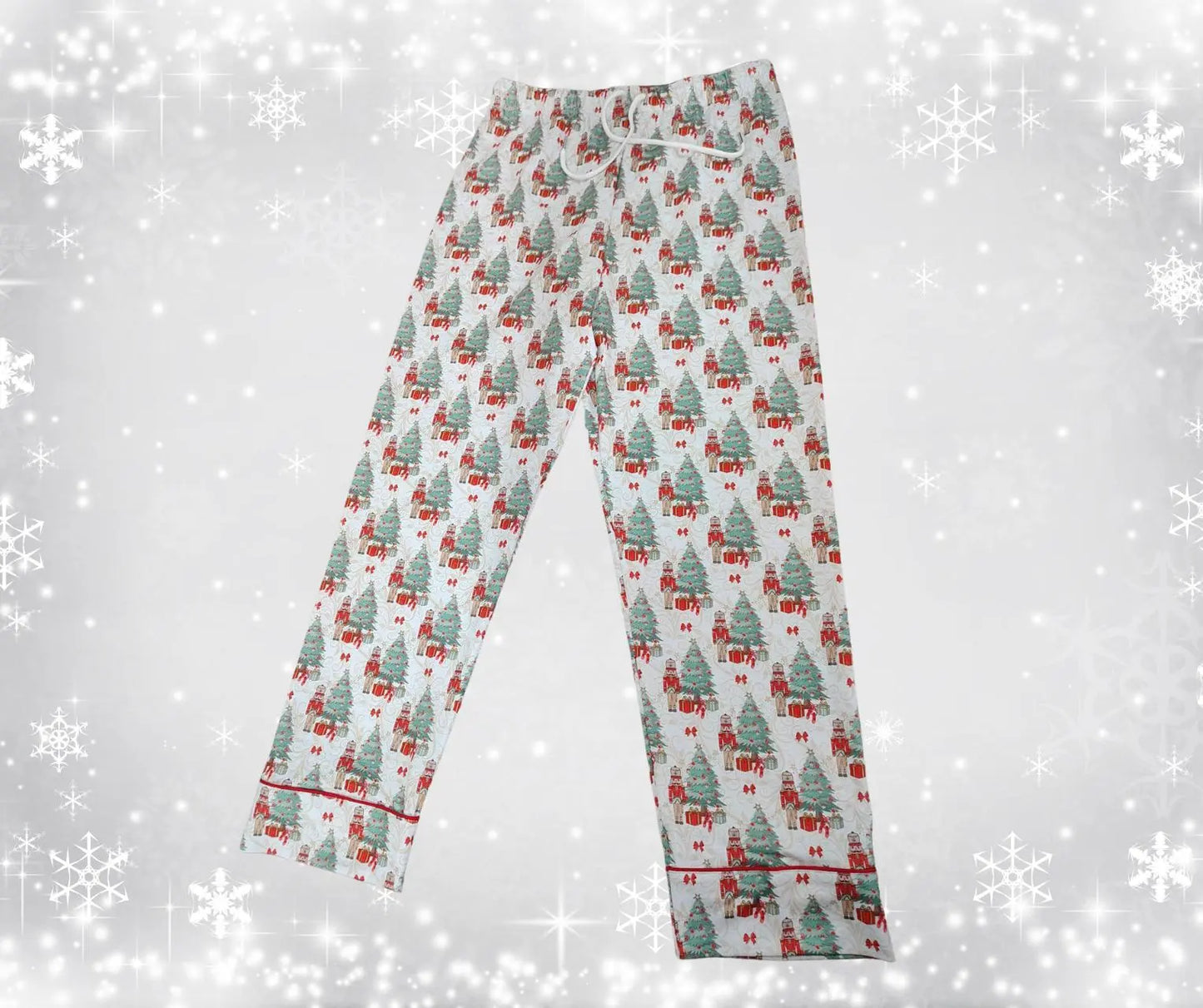 Adult Unisex Nutcracker Christmas Pajama Bottoms Pink Poodle Designz