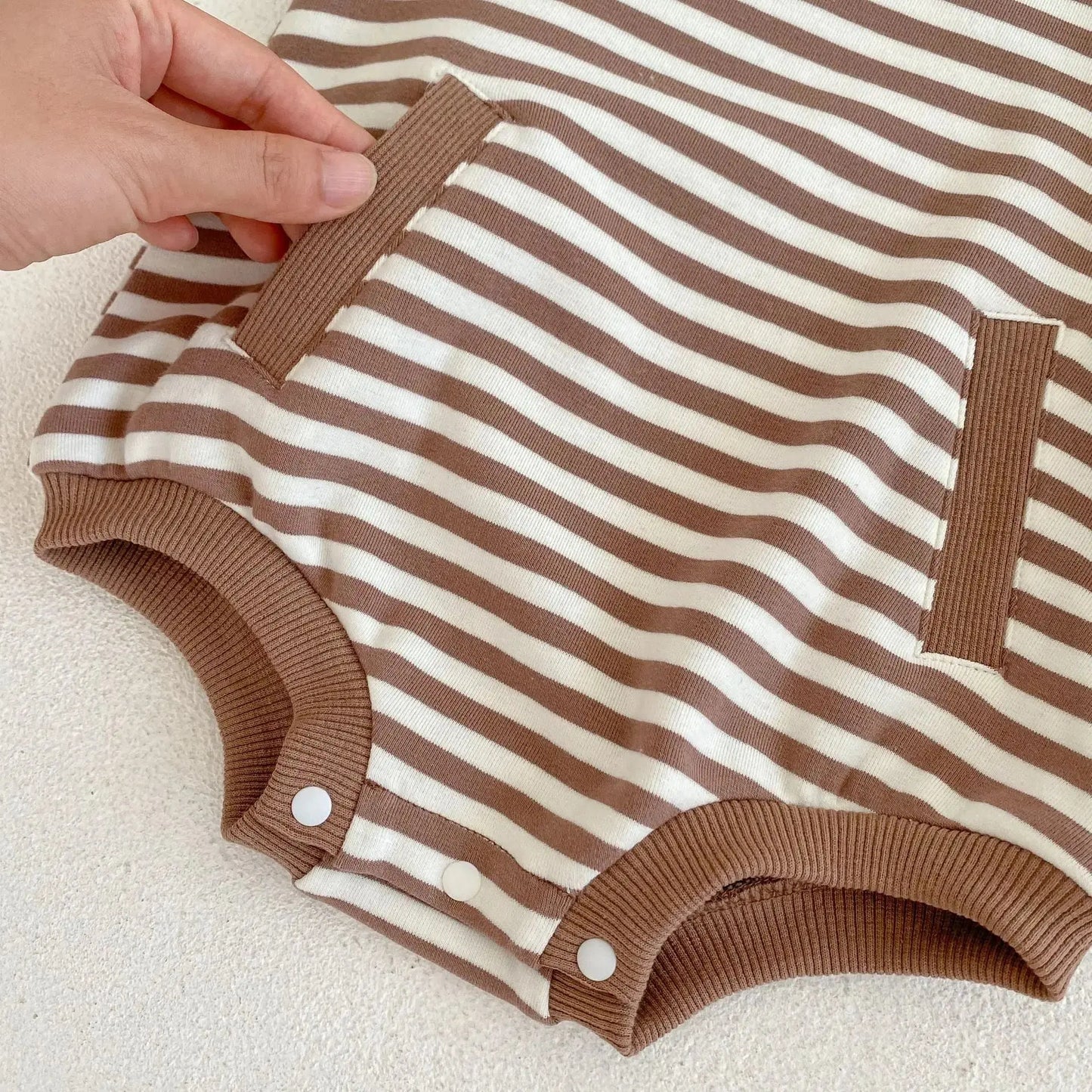 PREORDER- Black or Brown Striped Romper Pink Poodle Designz