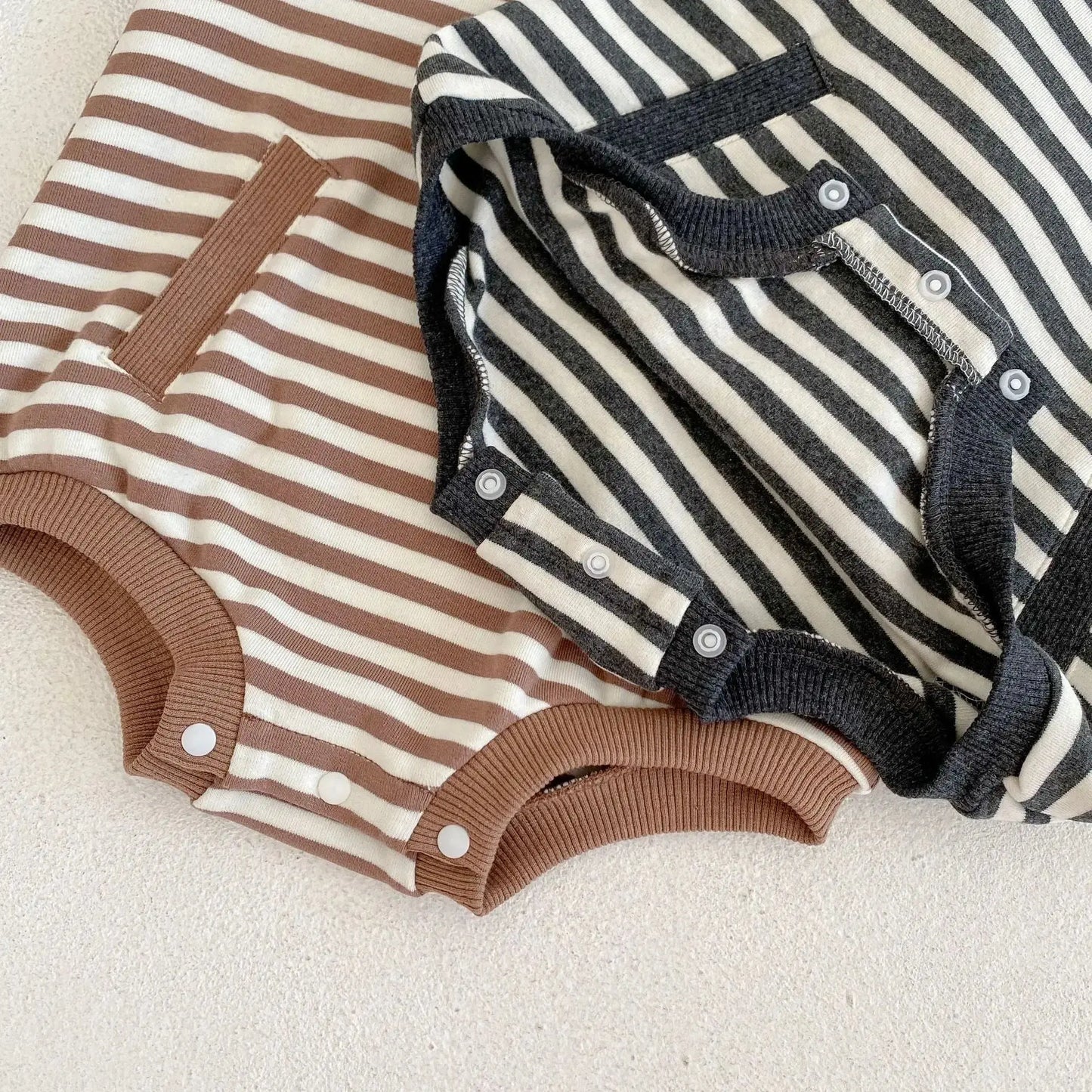 PREORDER- Black or Brown Striped Romper Pink Poodle Designz