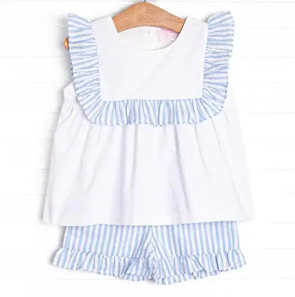 Blue Stripe Summer Sets Pink Poodle Designz