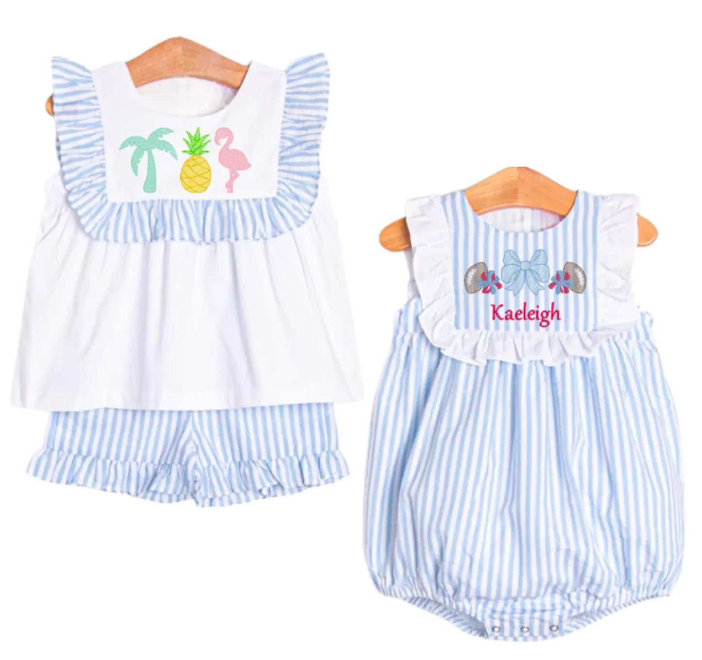 Blue Stripe Summer Sets Pink Poodle Designz