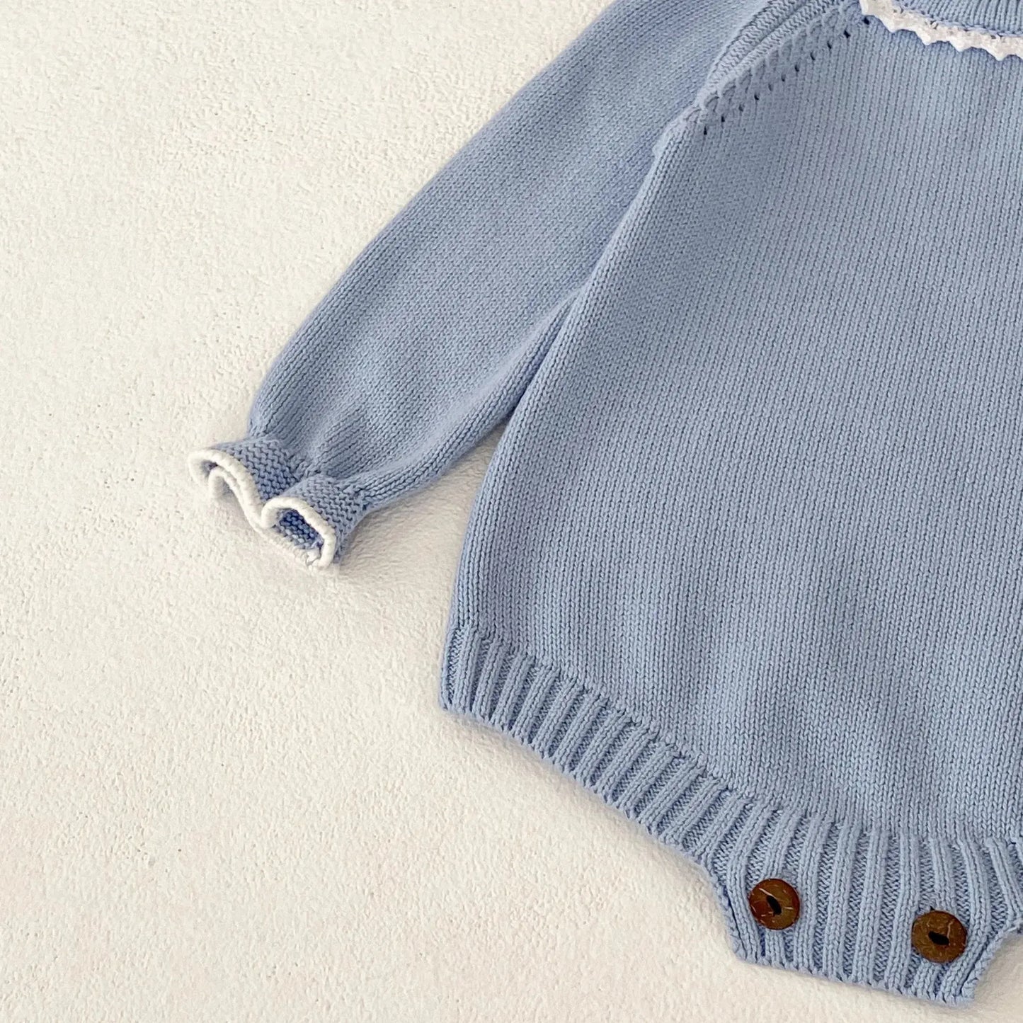 Boutique Blue Lace Trim Sweater Romper Pink Poodle Designz