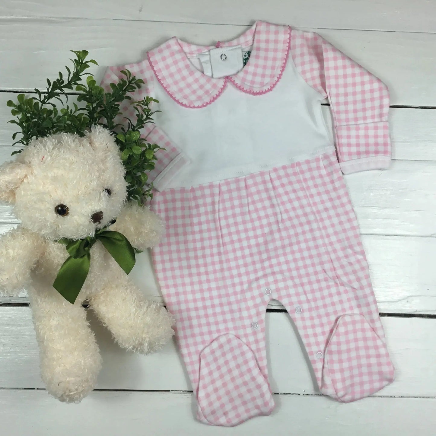 Boutique Style Collar Footie with Bib Detail Little Blanks