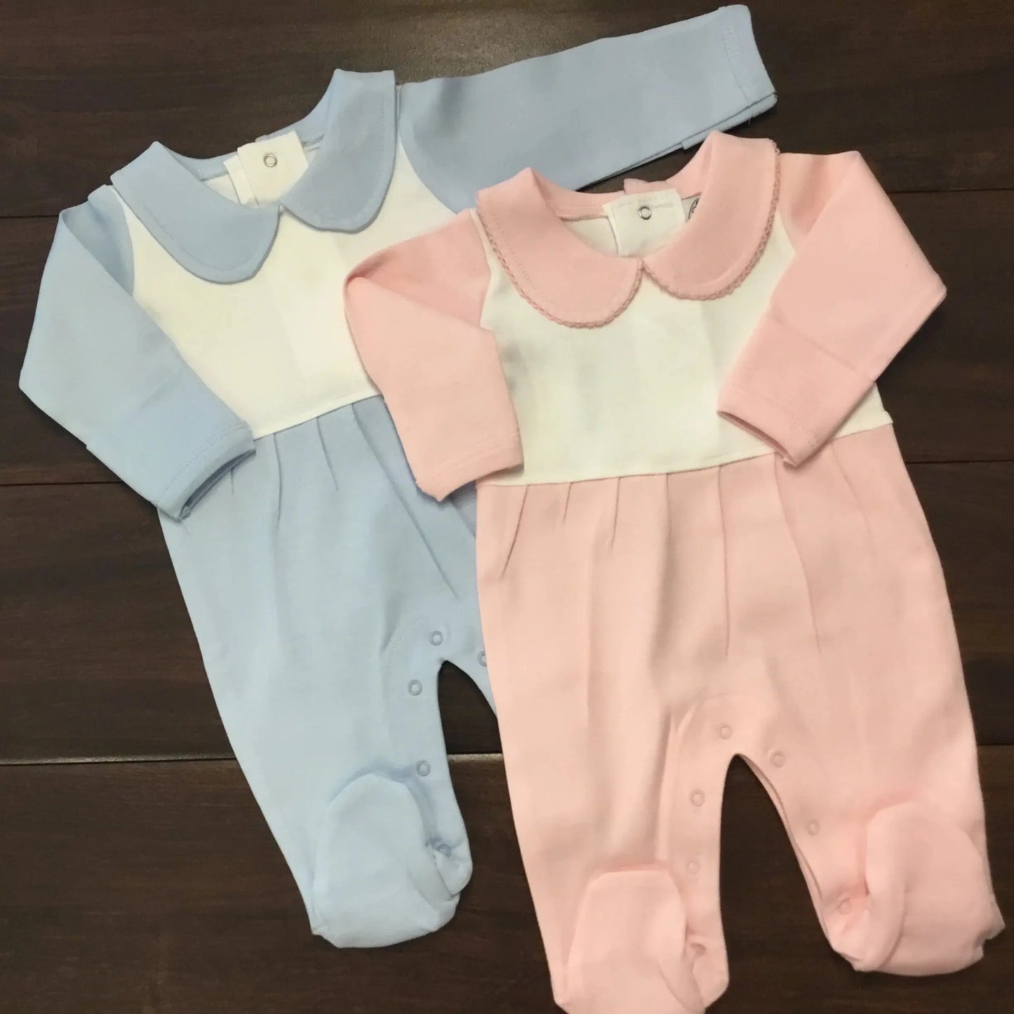 Boutique Style Collar Footie with Bib Detail Little Blanks