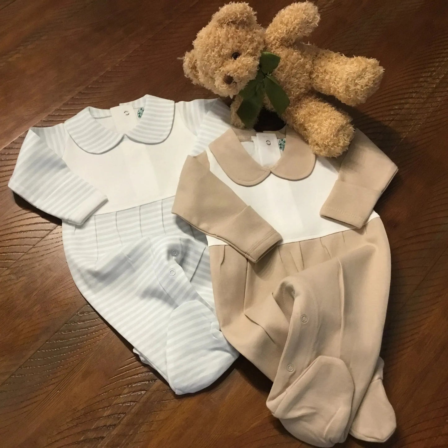 Boutique Style Collar Footie with Bib Detail Little Blanks