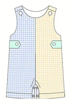 Boys Colorblock Seersucker Shortalls Pink Poodle Designz