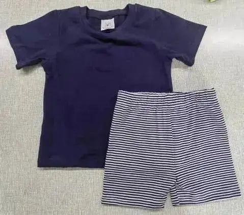 Boys 2PC Striped Short Sets (5 Colors) Pink Poodle Designz