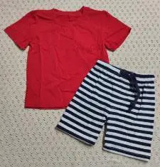 Boys Short Sleeve Tee & Striped Short Set Pink Poodle Designz