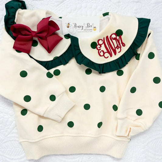 Copy of Boutique Polka Dot Crewneck Sweatshirt Pink Poodle Designz