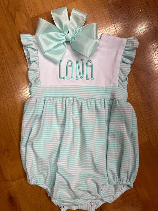 Girl's Ruffle Striped Bubble Pink Poodle Designz