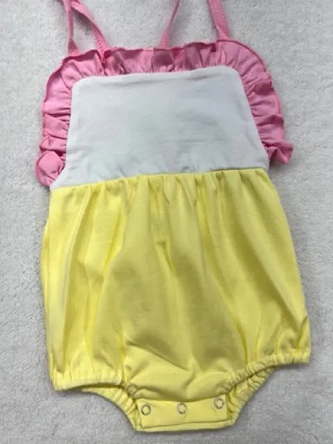 Copy of Girls Mint Pink & White Ruffle Knit Summer Sunsuit Pink Poodle Designz