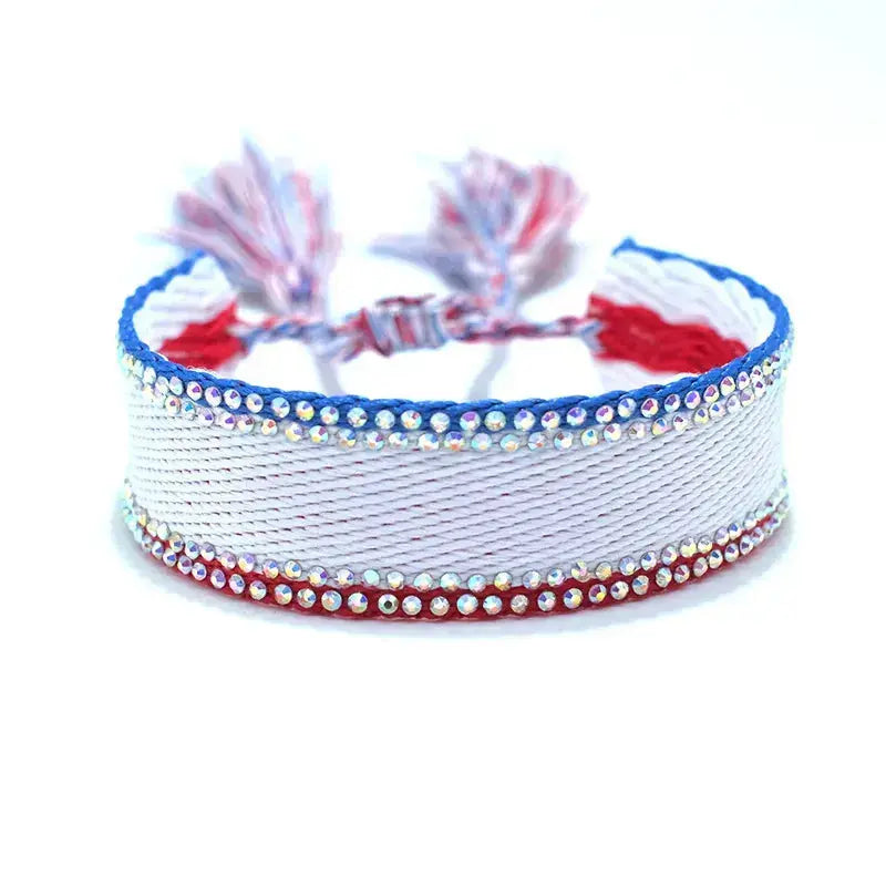 Retro Wrist Strap Ribbon Hand-Woven Tassel Bracelet Pink Poodle Designz