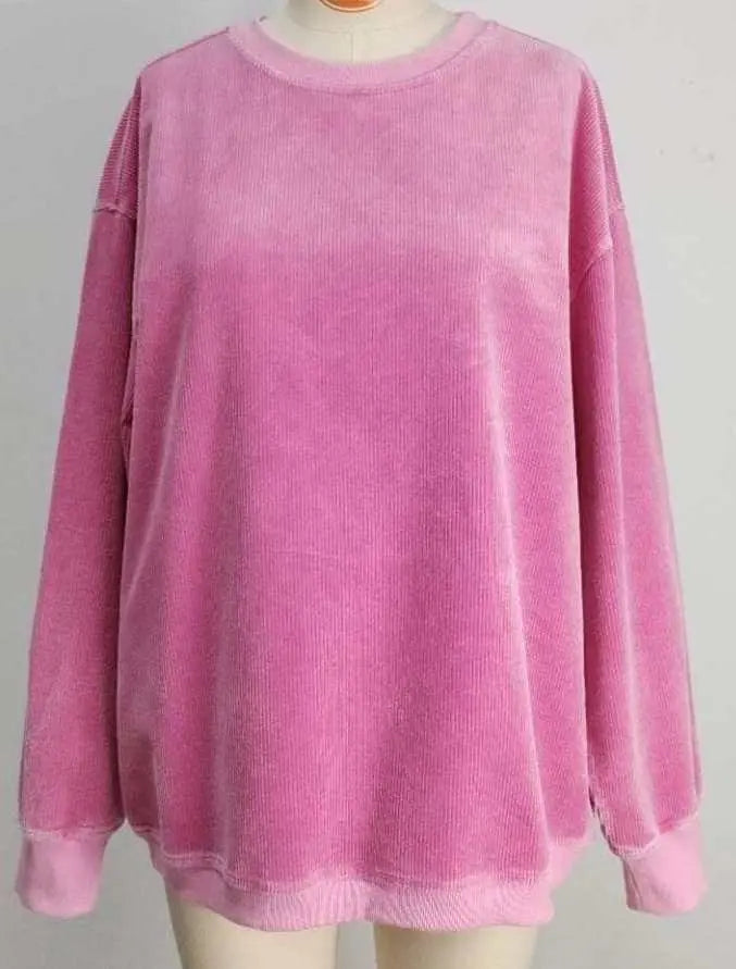 Corded Crewneck Sweatshirt Pink Poodle Designz