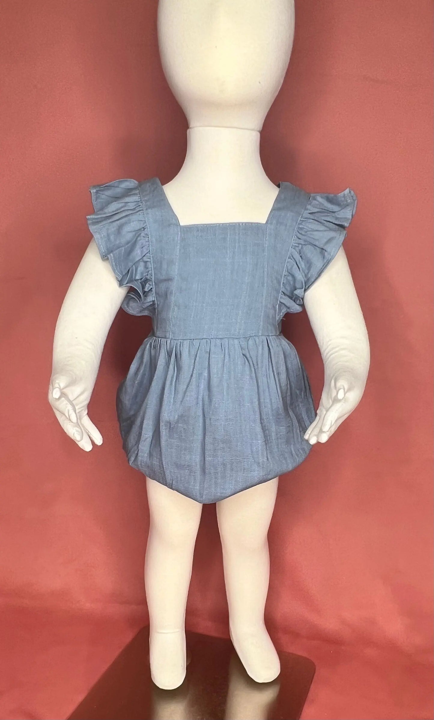 Cross Back Ruffle Bubble Romper Pink Poodle Designz