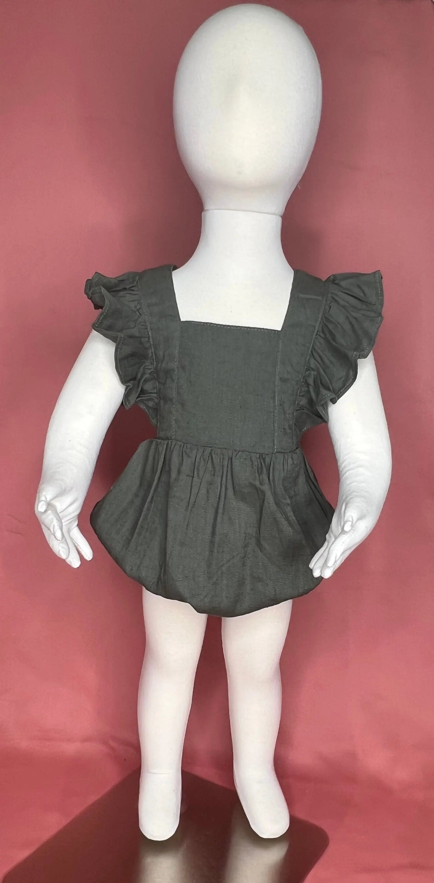 Cross Back Ruffle Bubble Romper Pink Poodle Designz