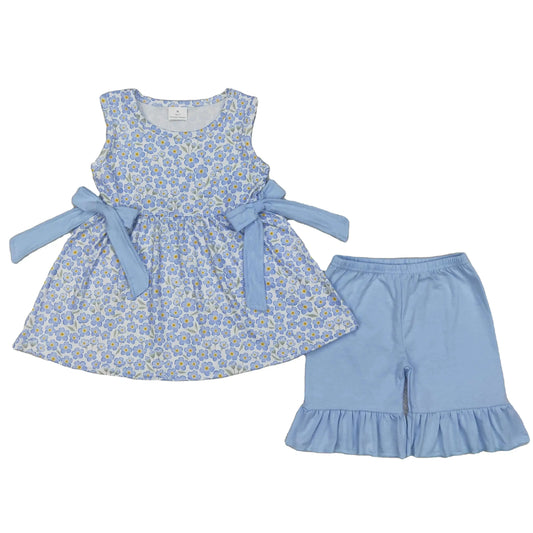 Girl’s Blue Summer Sets Pink Poodle Designz