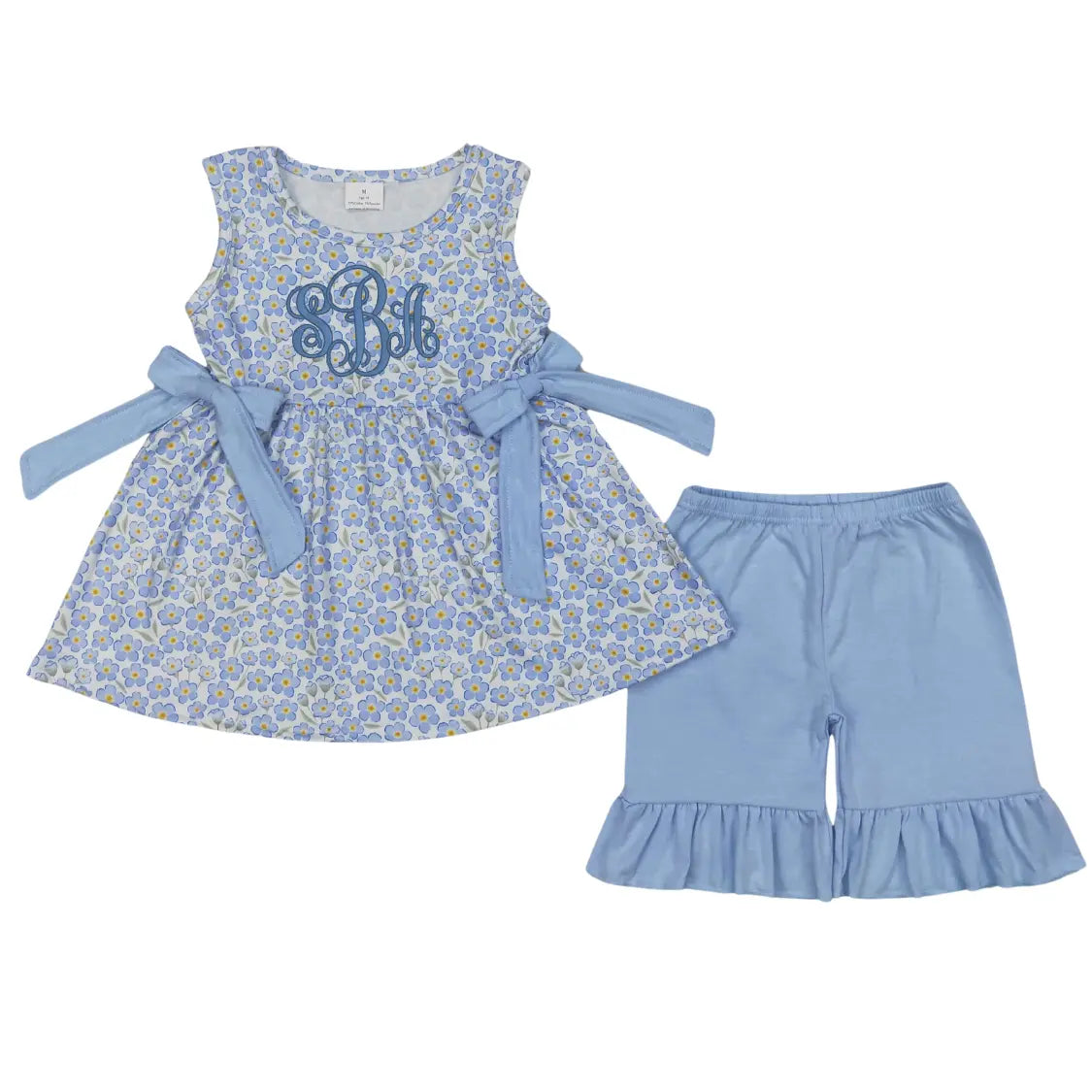 Girl’s Blue Summer Sets Pink Poodle Designz