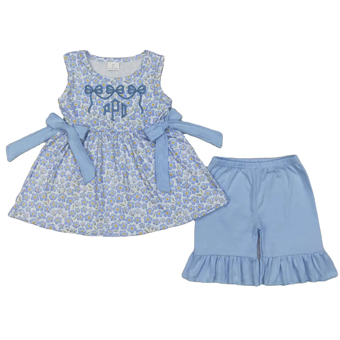 Girl’s Blue Summer Sets Pink Poodle Designz