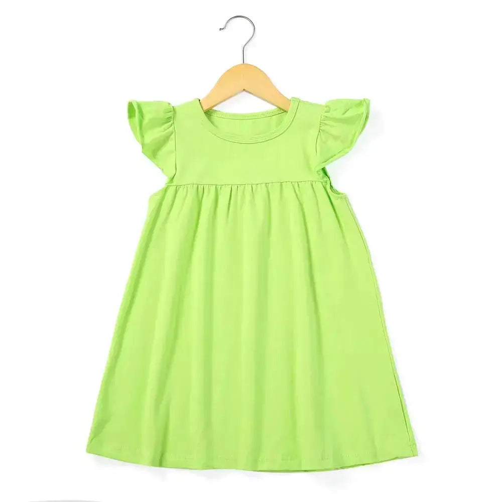Girl's Cotton Flutter Sleeve Dress (9 Colors Available) Pink Poodle Designz