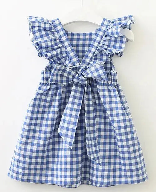 Girl's Boutique Gingham Check Backless Summer Dress Pink Poodle Designz