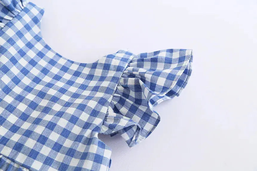 Girl's Boutique Gingham Check Backless Summer Dress Pink Poodle Designz
