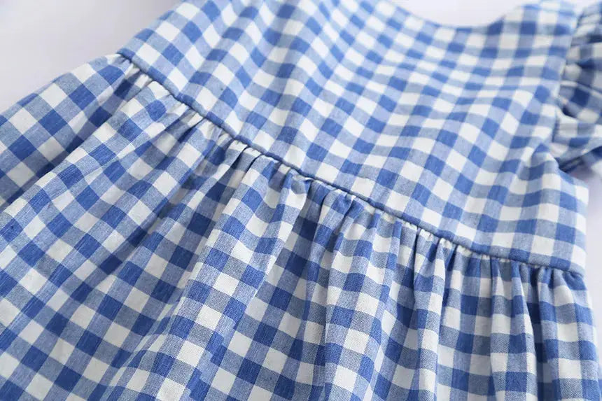 Girl's Boutique Gingham Check Backless Summer Dress Pink Poodle Designz