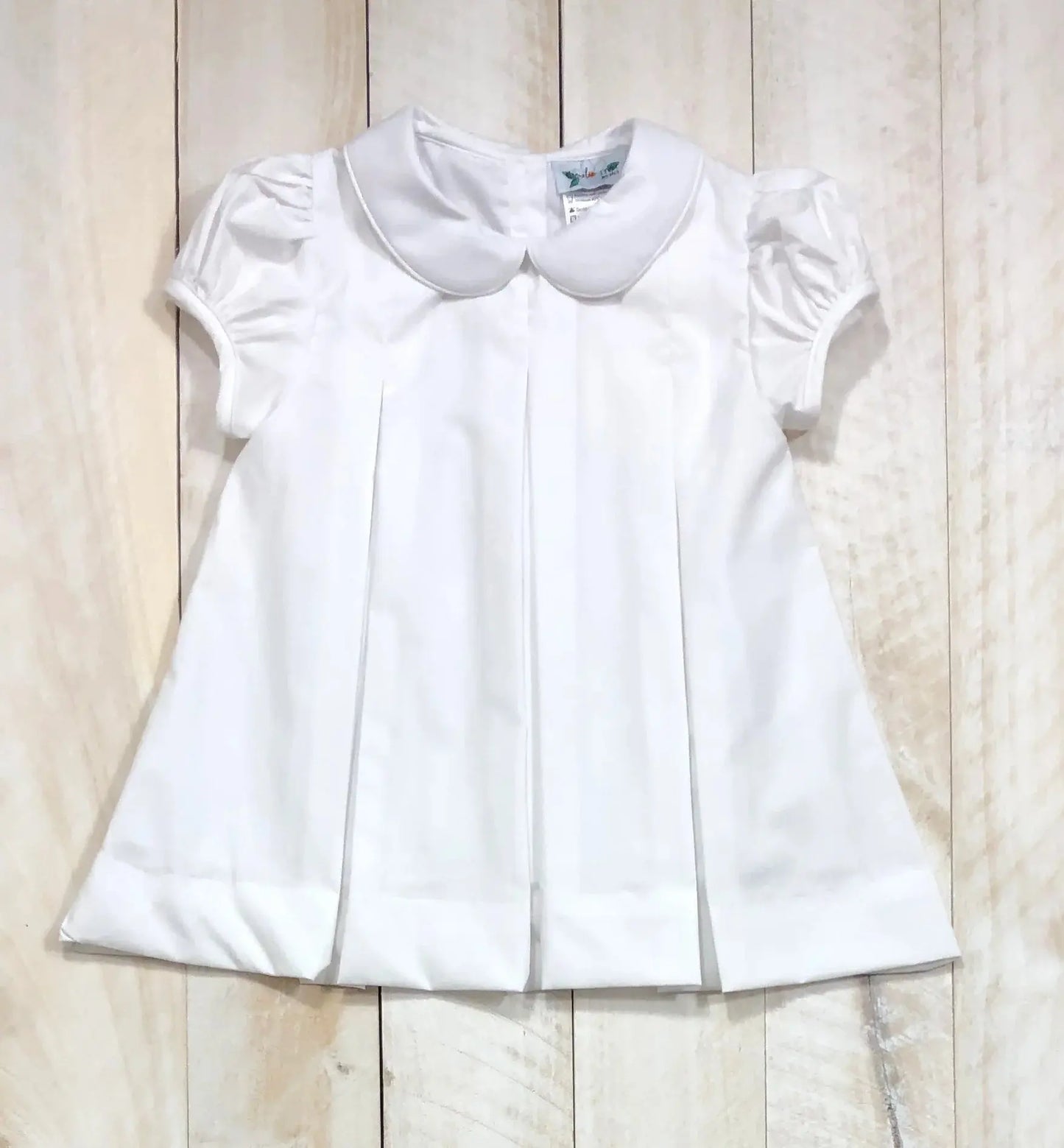 Girls Boutique White Pleat Dress Pink Poodle Designz