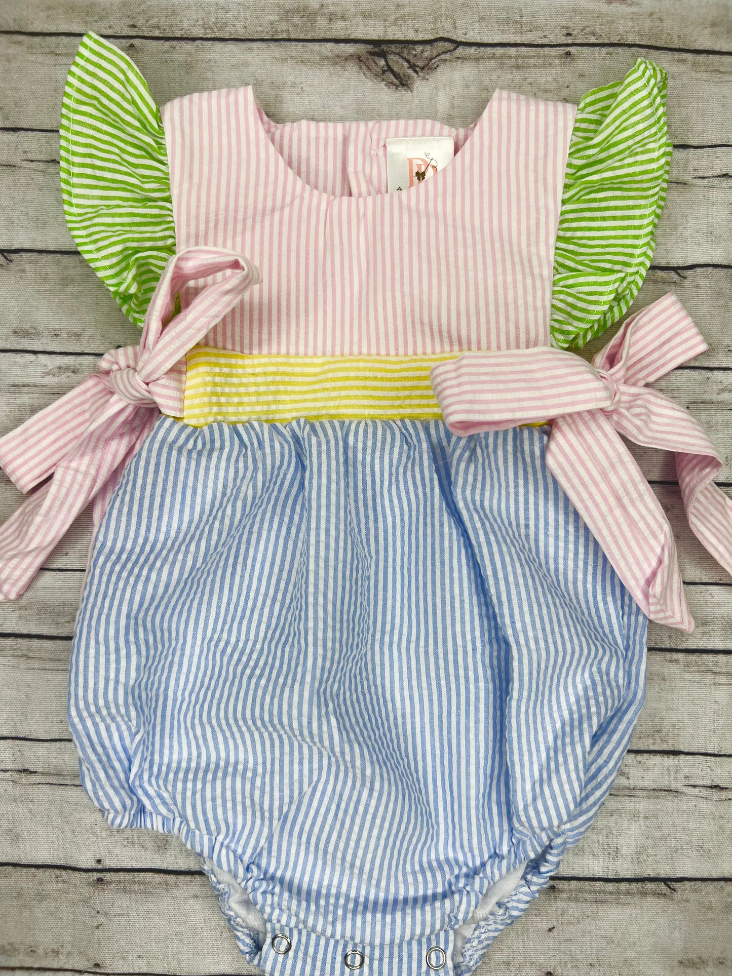 Girls Colorblock Seersucker Bubble Pink Poodle Designz