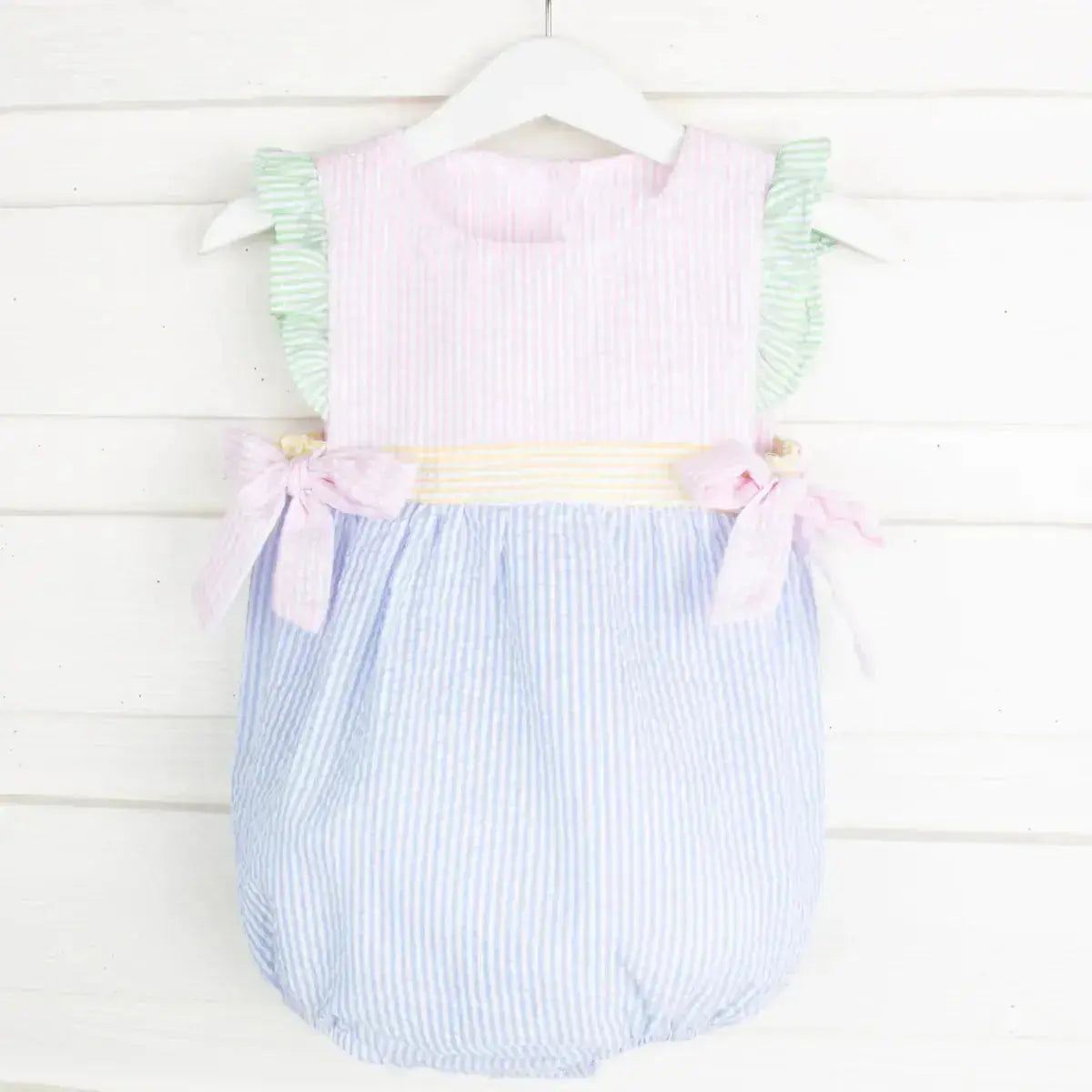 Girls Colorblock Seersucker Bubble Pink Poodle Designz