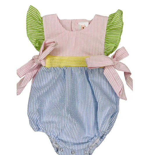 Girls Colorblock Seersucker Bubble Pink Poodle Designz