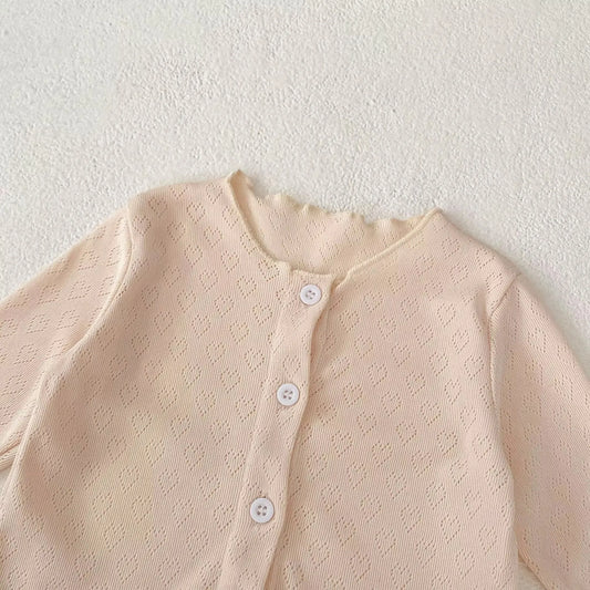 Girls Dainty 3PC Knitted Heart Cardigan Pant Set Pink Poodle Designz