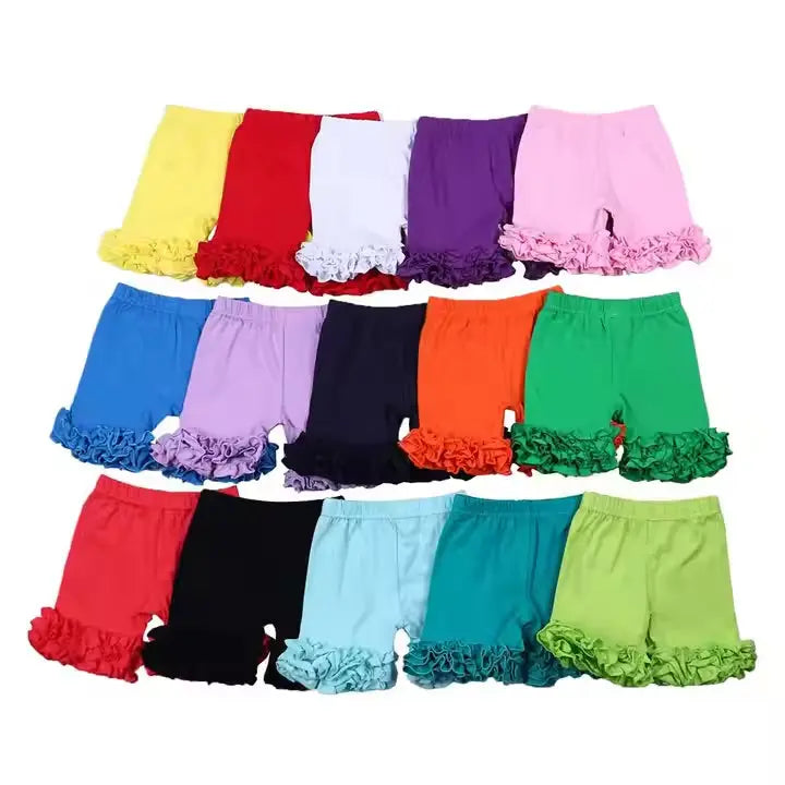 Girls Double Ruffle Icing Shorts Pink Poodle Designz