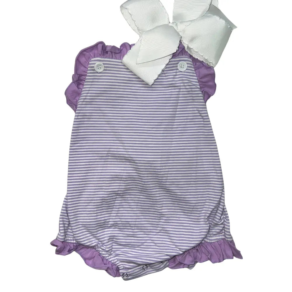 Girls Knit Ruffle Stripe Bubble & Sunsuit Pink Poodle Designz