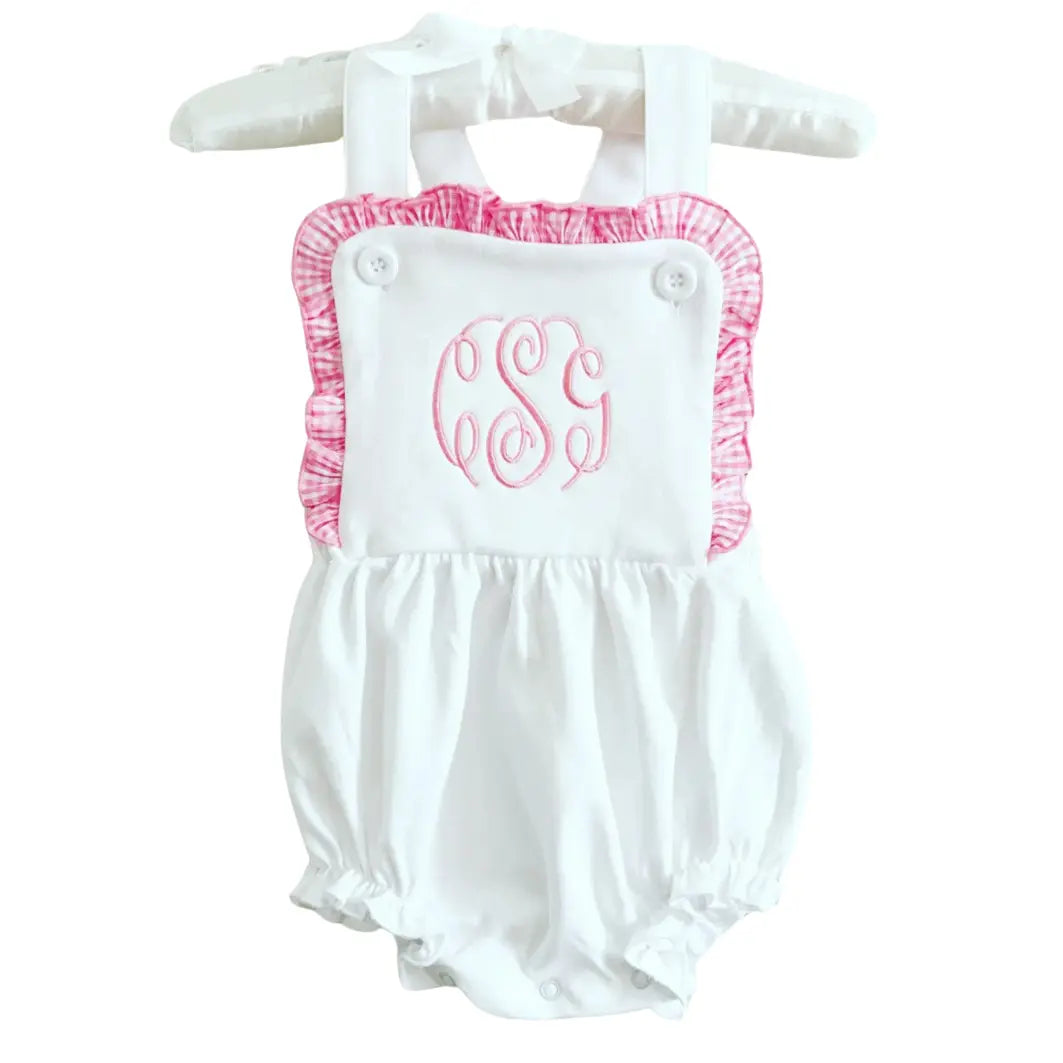 Girls Knit Ruffle Sunsuit Pink Poodle Designz