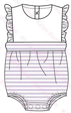 Girl's Ruffle Striped Bubble Pink Poodle Designz