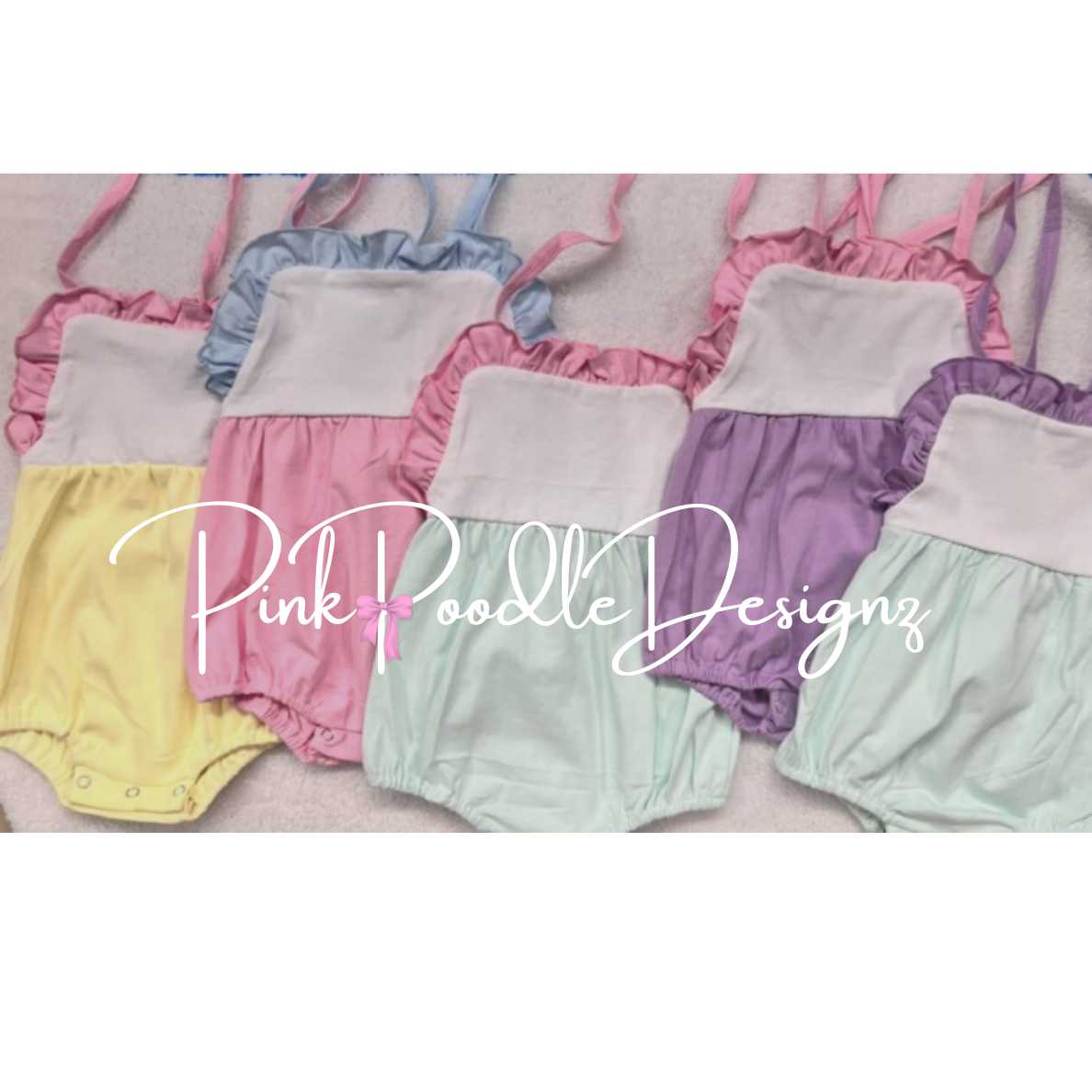 Girls Lavender, Pink & White Ruffle Knit Summer Sunsuit Pink Poodle Designz