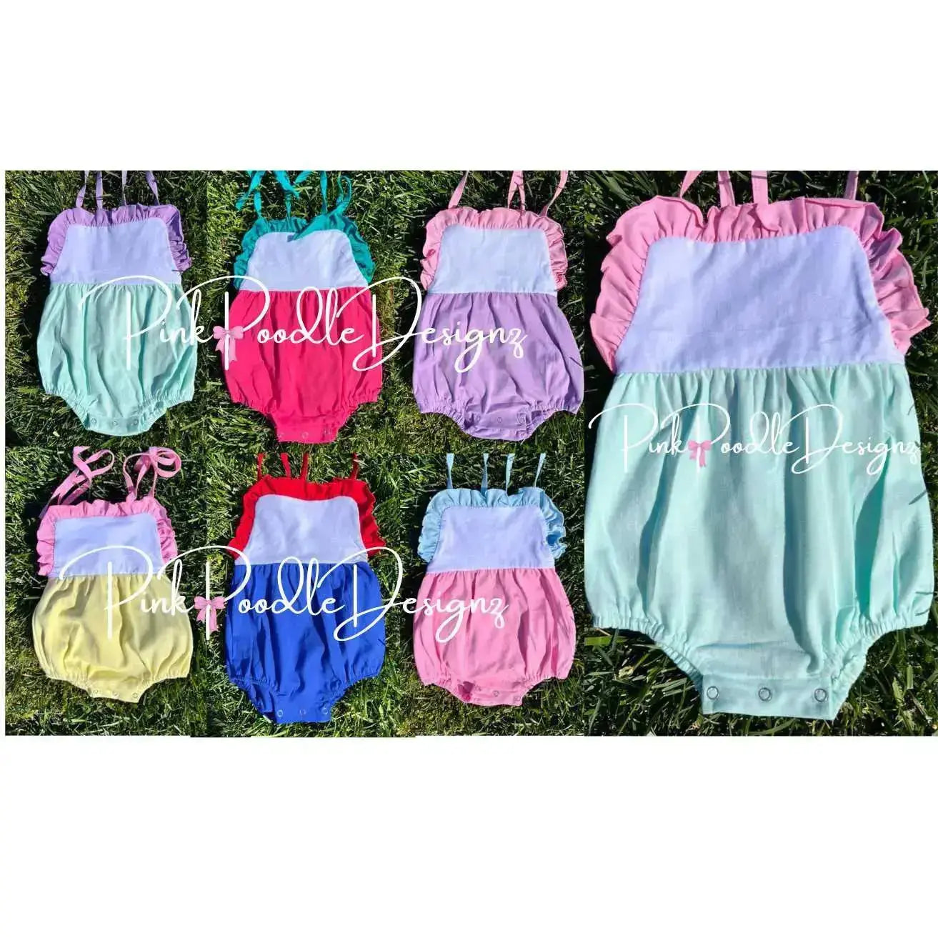 Girls Ruffle Knit Summer Sunsuit Pink Poodle Designz