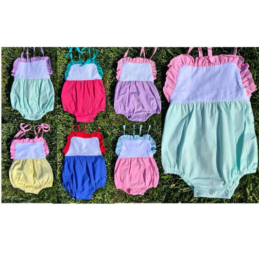 Girls Ruffle Knit Summer Sunsuit Pink Poodle Designz