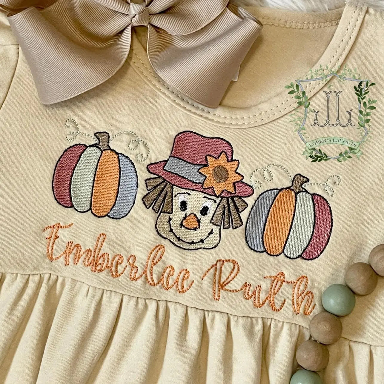 Girls Orange and Tan Stripe 2pc Ruffle Pants Set Pink Poodle Designz