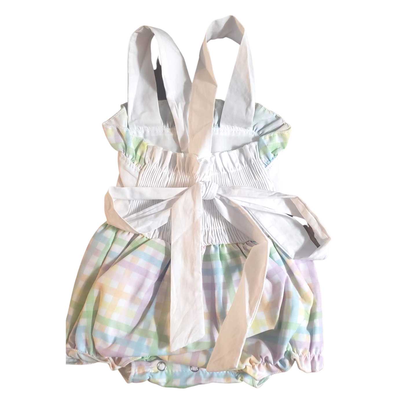 Girls Pastel Plaid Sunsuit Pink Poodle Designz