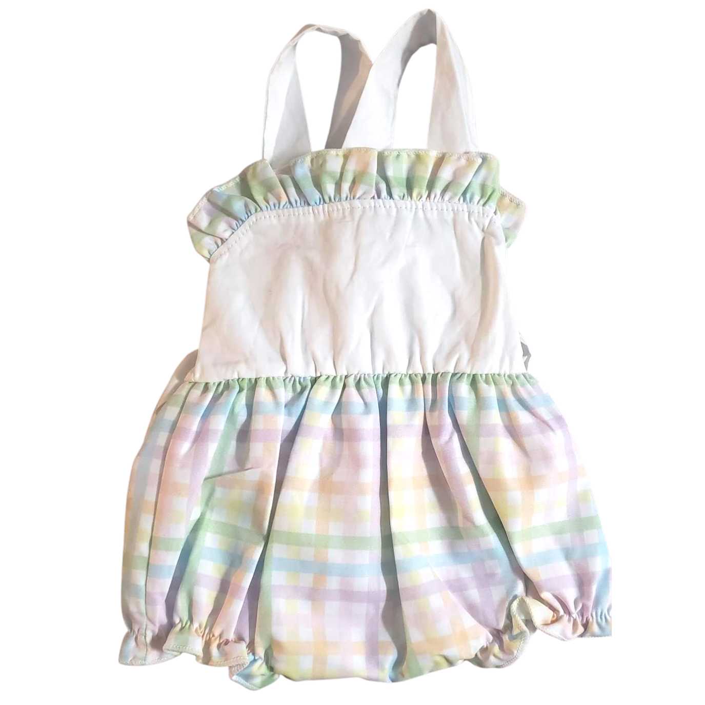 Girls Pastel Plaid Sunsuit Pink Poodle Designz