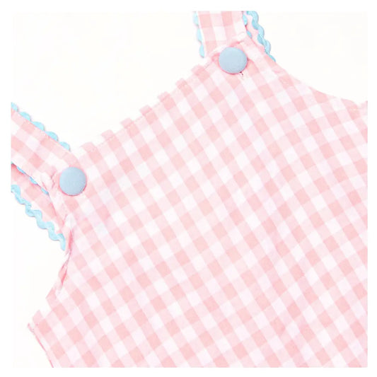 Girls Pink Gingham Summer Short Set Pink Poodle Designz