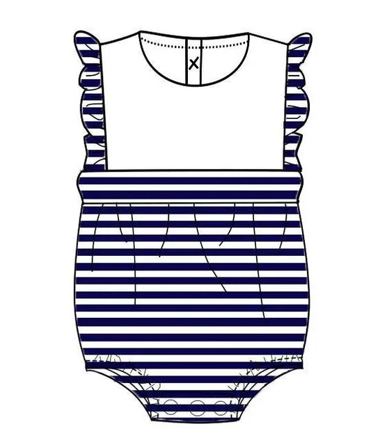 Girls Striped Ruffle Bubbles Pink Poodle Designz