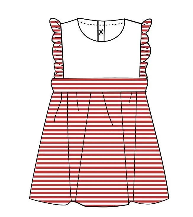 Girls Striped Ruffle Dresses Pink Poodle Designz