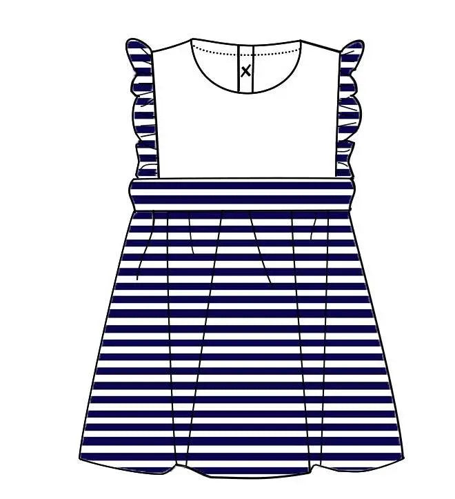 Girls Striped Ruffle Dresses Pink Poodle Designz