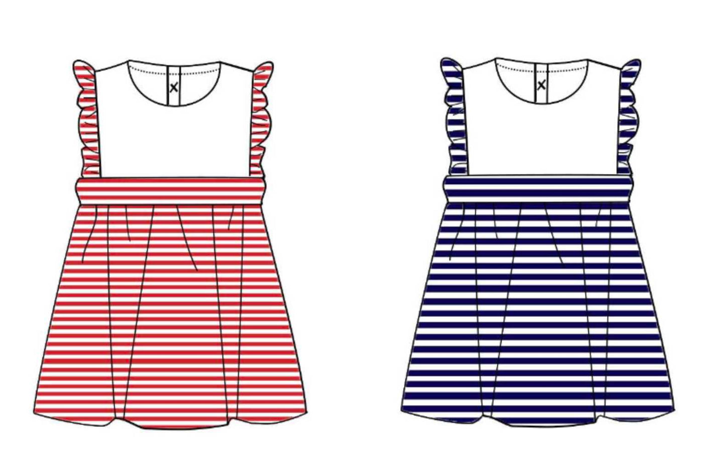 Girls Striped Ruffle Dresses Pink Poodle Designz